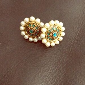 Gold and pearl statement earrings